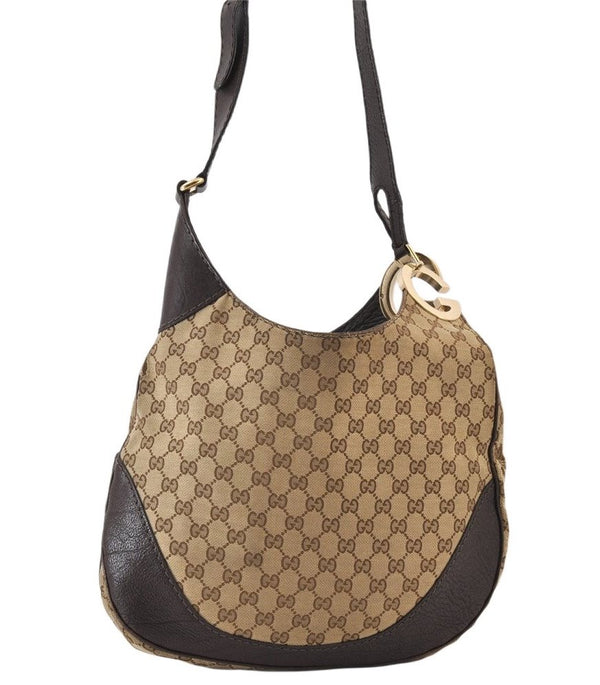 Authentic GUCCI Charlotte Shoulder Bag GG Canvas Leather 203503 Brown 1368K