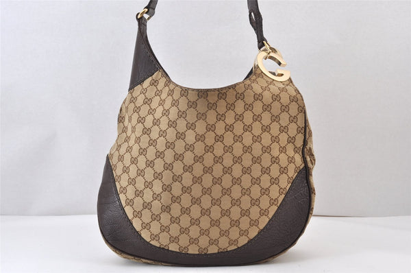 Authentic GUCCI Charlotte Shoulder Bag GG Canvas Leather 203503 Brown 1368K
