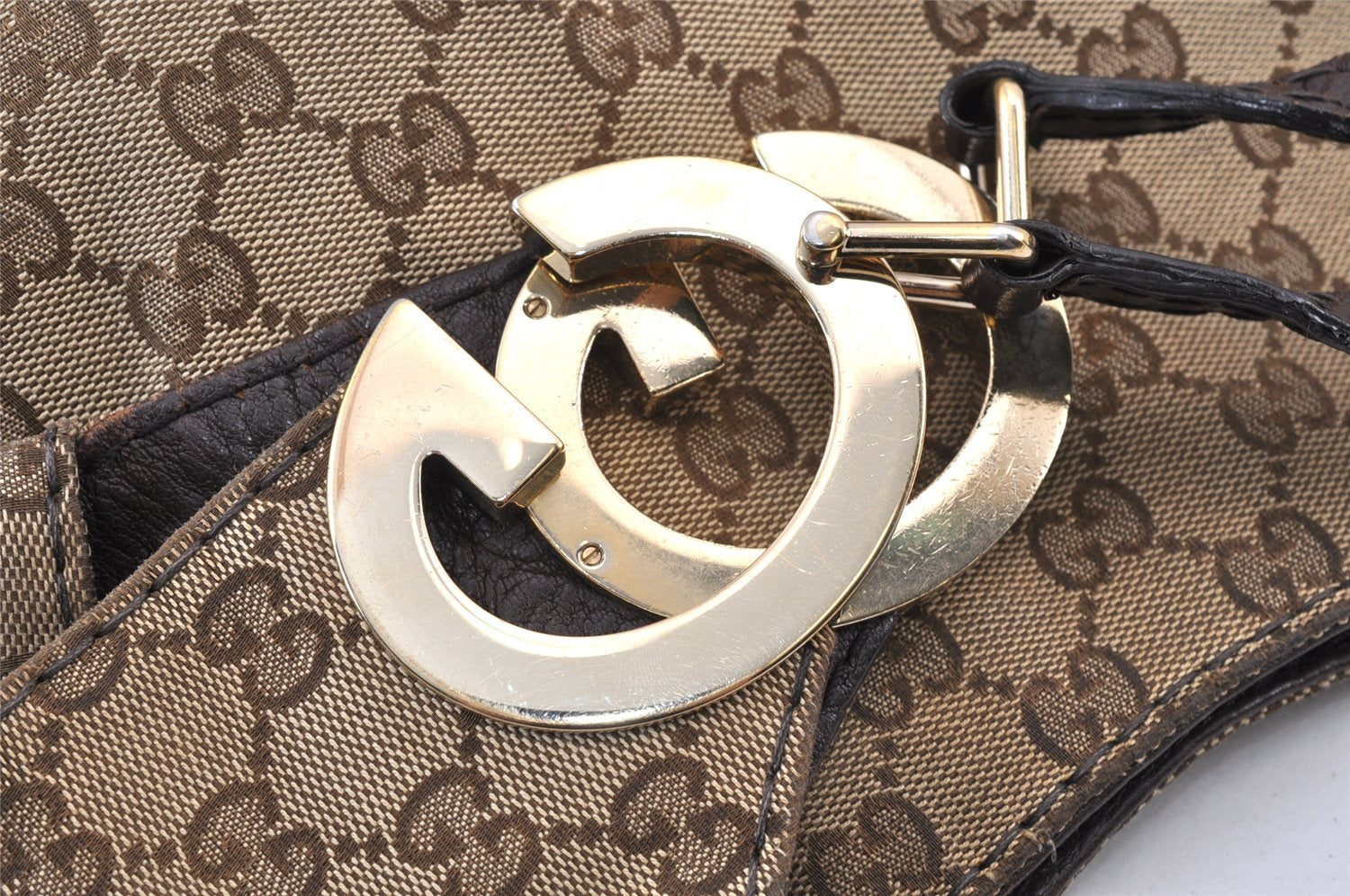 Authentic GUCCI Charlotte Shoulder Bag GG Canvas Leather 203503 Brown 1368K