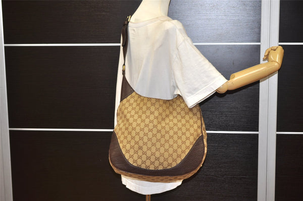 Authentic GUCCI Charlotte Shoulder Bag GG Canvas Leather 203503 Brown 1368K
