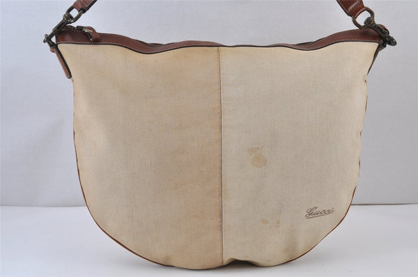 Authentic GUCCI Vintage Shoulder Bag Canvas Leather 170595 Beige 1370K