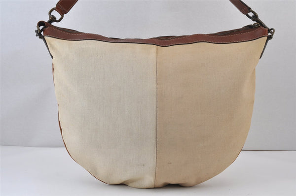 Authentic GUCCI Vintage Shoulder Bag Canvas Leather 170595 Beige 1370K