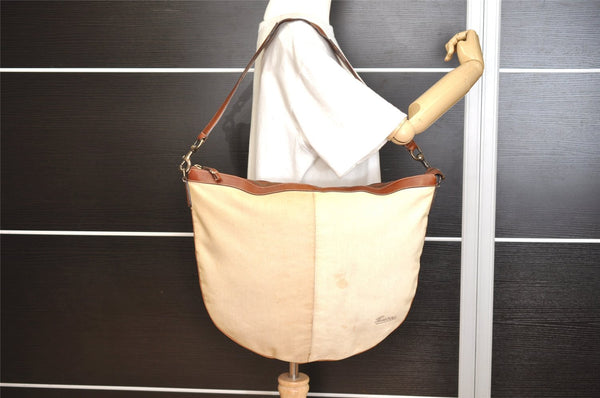 Authentic GUCCI Vintage Shoulder Bag Canvas Leather 170595 Beige 1370K