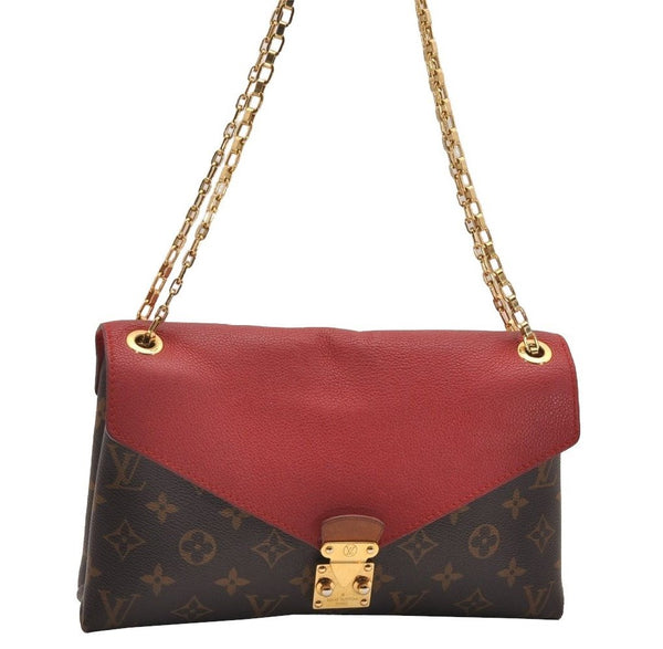 Authentic Louis Vuitton Monogram Pallas Chain Shoulder Bag Red M41201 LV 1371J