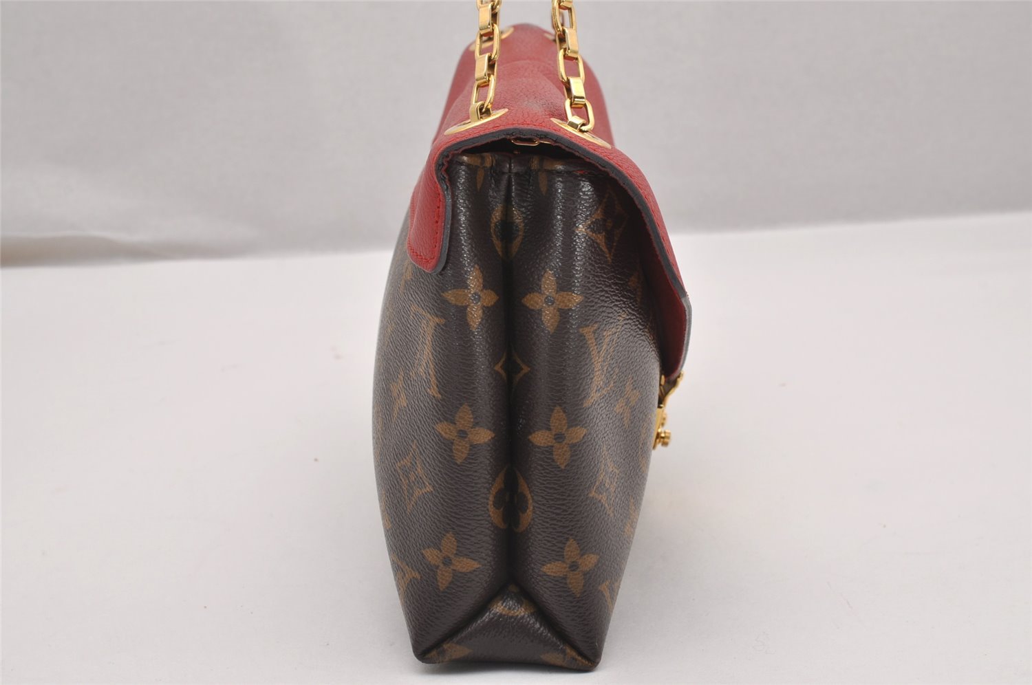 Authentic Louis Vuitton Monogram Pallas Chain Shoulder Bag Red M41201 LV 1371J