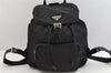 Authentic PRADA Vintage Nylon Leather Drawstring Backpack Black 1371K