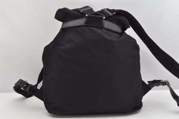 Authentic PRADA Vintage Nylon Leather Drawstring Backpack Black 1371K