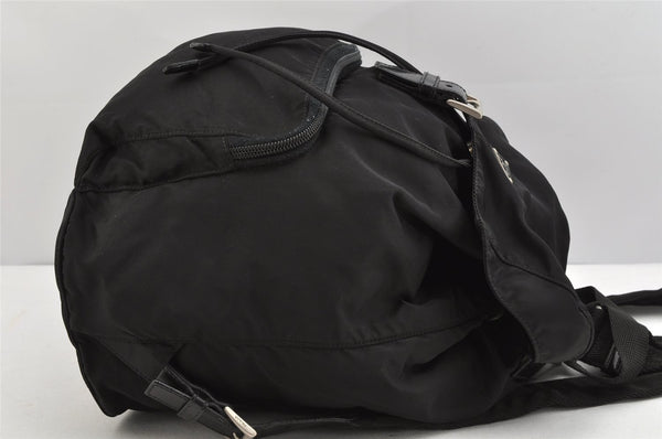 Authentic PRADA Vintage Nylon Leather Drawstring Backpack Black 1371K