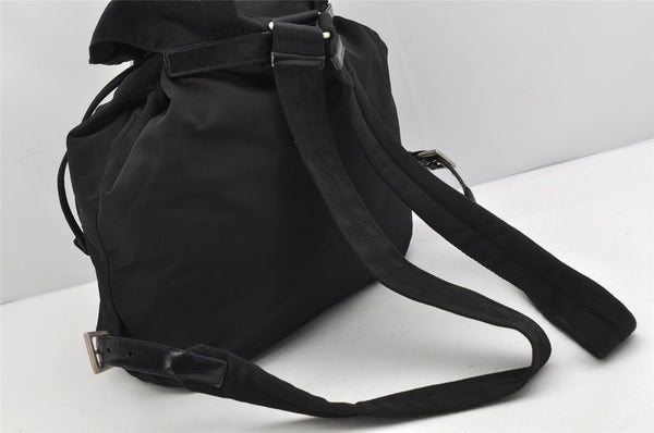 Authentic PRADA Vintage Nylon Leather Drawstring Backpack Black 1371K