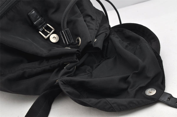 Authentic PRADA Vintage Nylon Leather Drawstring Backpack Black 1371K