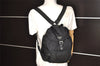 Authentic PRADA Vintage Nylon Leather Drawstring Backpack Black 1371K