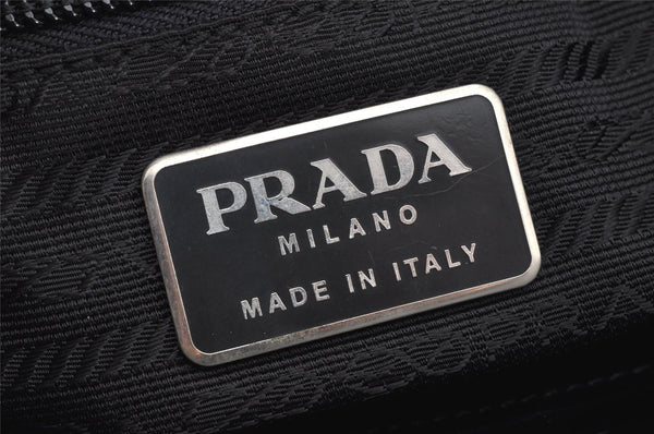 Authentic PRADA SPAZZOLATO SPOR Leather Shoulder Hand Bag B6010 Black 1372K