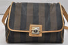 Authentic FENDI Pequin Shoulder Cross Body Bag PVC Leather Brown Black 1375K