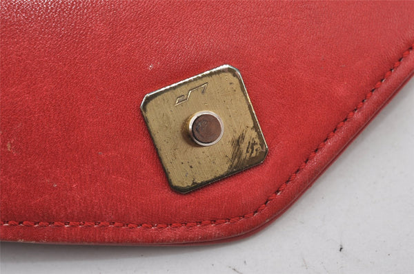 Authentic FENDI Vintage Shoulder Cross Body Bag Purse Leather Enamel Red 1376K