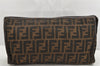 Authentic FENDI Vintage Zucca Clutch Hand Bag Purse Canvas Leather Brown 1377K