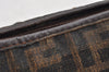 Authentic FENDI Vintage Zucca Clutch Hand Bag Purse Canvas Leather Brown 1377K