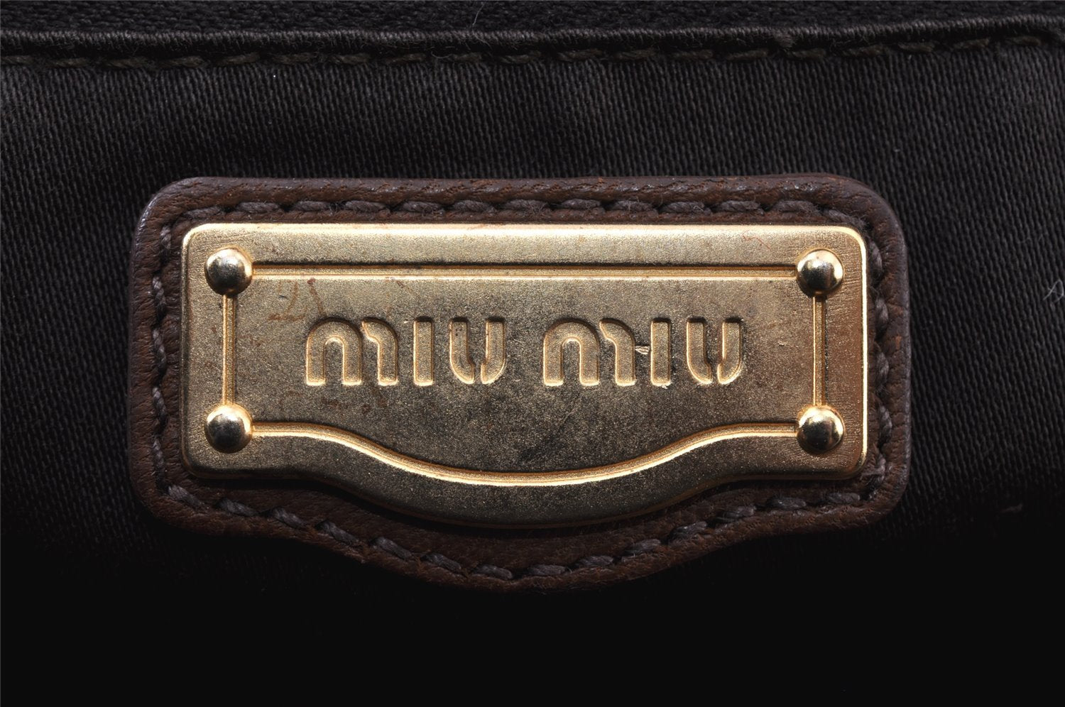 Authentic MIU MIU Vintage Matelasse Leather Clutch Hand Bag Purse Brown 1378K