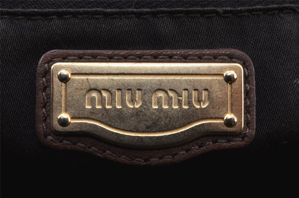 Authentic MIU MIU Vintage Matelasse Leather Clutch Hand Bag Purse Brown 1378K