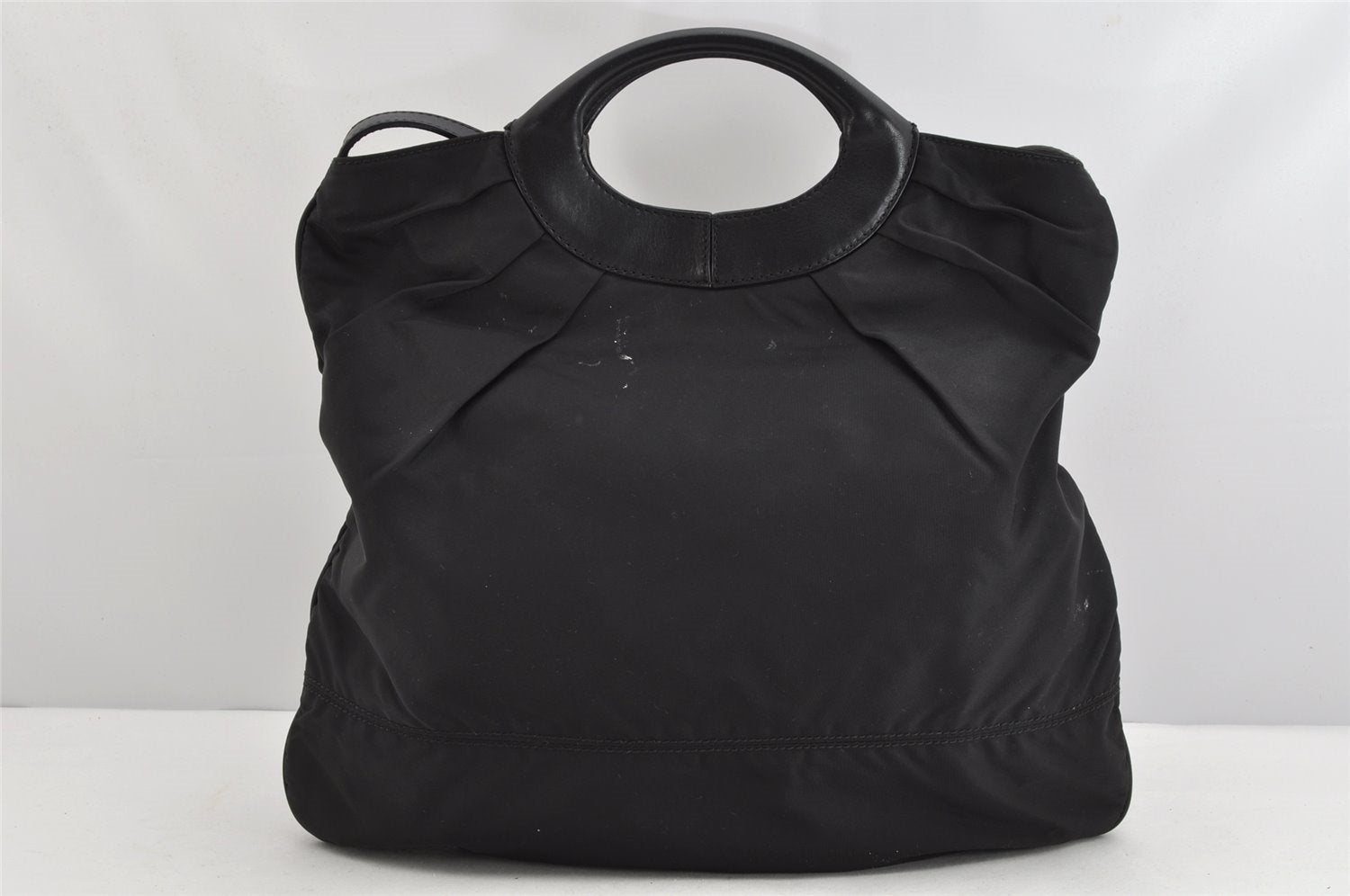 Authentic Salvatore Ferragamo Vara Nylon Leather 2Way Hand Bag Black 1379K