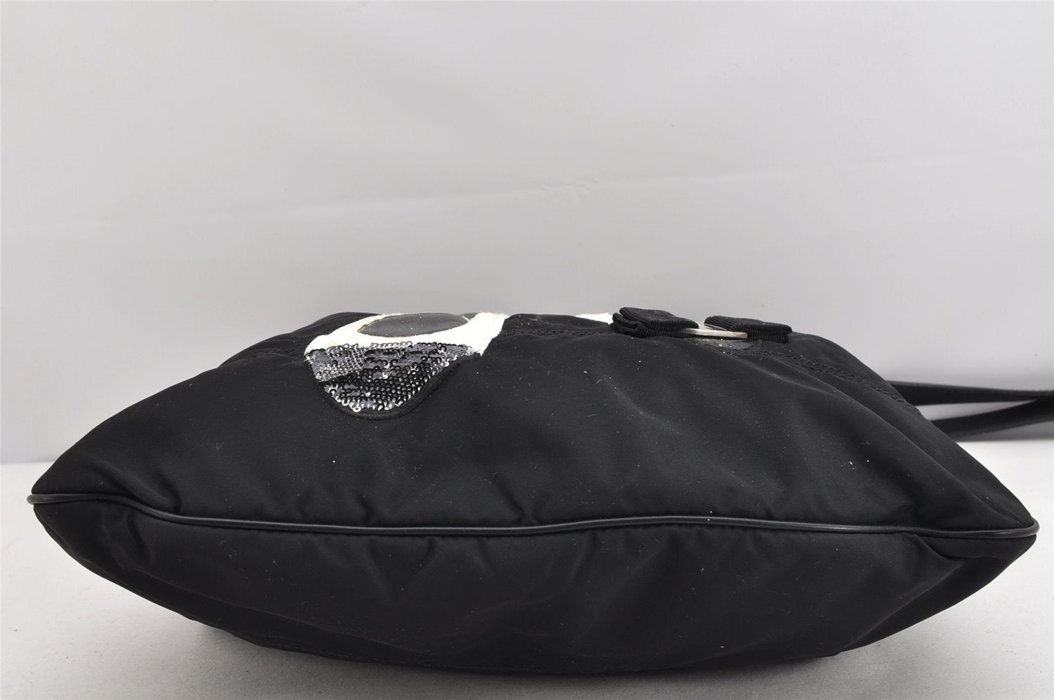 Authentic Salvatore Ferragamo Vara Nylon Leather 2Way Hand Bag Black 1379K