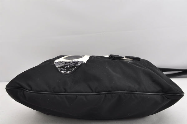 Authentic Salvatore Ferragamo Vara Nylon Leather 2Way Hand Bag Black 1379K