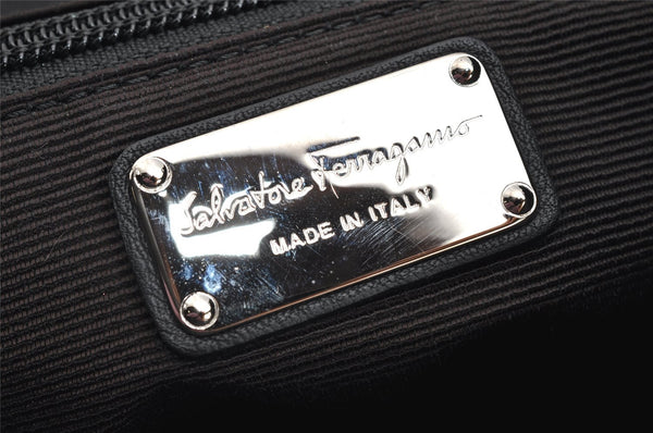 Authentic Salvatore Ferragamo Vara Nylon Leather 2Way Hand Bag Black 1379K
