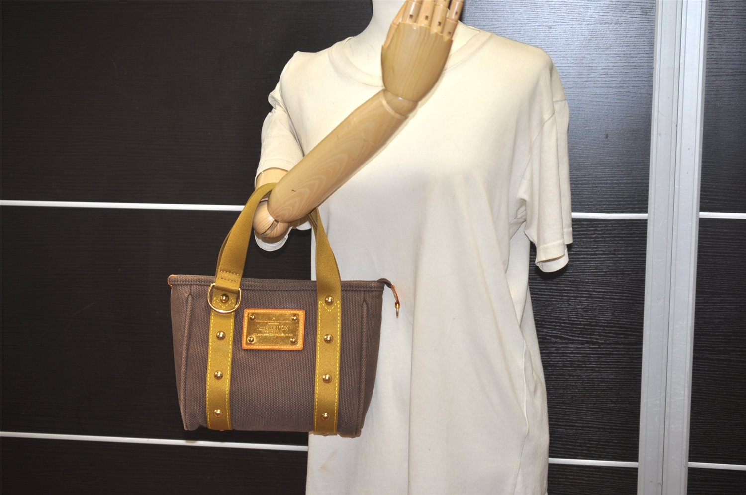 Authentic Louis Vuitton Antigua Cabas PM Hand Bag Brown M40089 LV 1382K