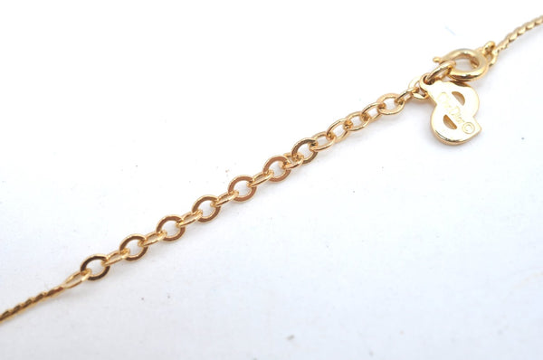 Authentic Christian Dior Gold Tone Rhinestone Chain Pendant Necklace CD 1383G