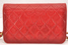 Authentic CHANEL Calf Skin Matelasse Chain Shoulder Crossbody Bag Red Junk 1383M