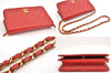 Authentic CHANEL Calf Skin Matelasse Chain Shoulder Crossbody Bag Red Junk 1383M
