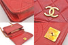 Authentic CHANEL Calf Skin Matelasse Chain Shoulder Crossbody Bag Red Junk 1383M