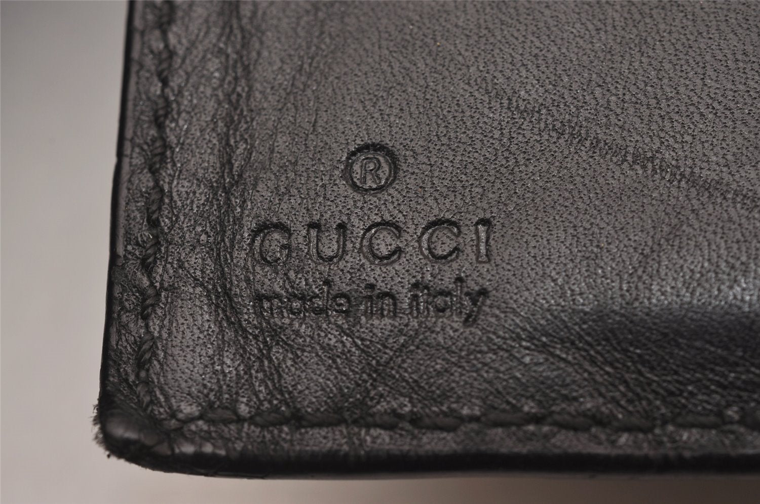 Authentic GUCCI Guccissima GG Leather Bifold Wallet Purse 146226 Black 1384I