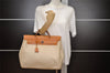 Authentic HERMES Her Bag MM 2 In 1 2Way Shoulder Hand Bag Canvas White  1384J