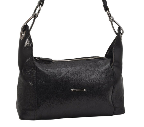 Authentic GUCCI Vintage Shoulder Hand Bag Purse Leather 113024 Black 1386K