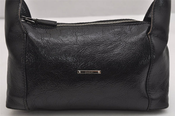 Authentic GUCCI Vintage Shoulder Hand Bag Purse Leather 113024 Black 1386K