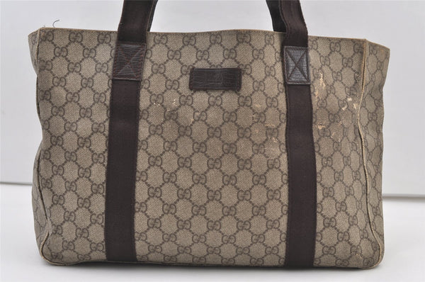 Authentic GUCCI Vintage Shoulder Tote Bag GG PVC Leather 141624 Brown 1387K