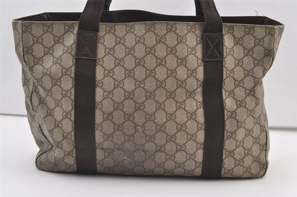 Authentic GUCCI Vintage Shoulder Tote Bag GG PVC Leather 141624 Brown 1387K