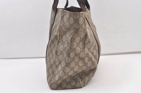 Authentic GUCCI Vintage Shoulder Tote Bag GG PVC Leather 141624 Brown 1387K