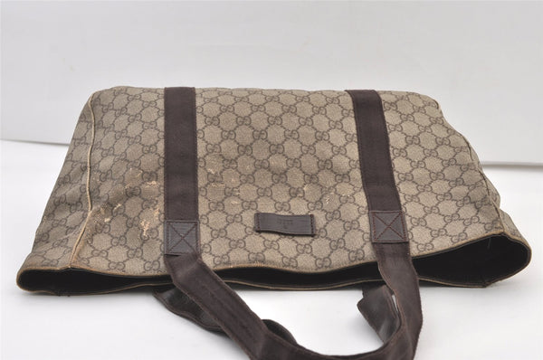 Authentic GUCCI Vintage Shoulder Tote Bag GG PVC Leather 141624 Brown 1387K