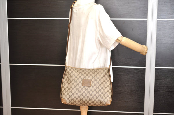 Authentic GUCCI Shoulder Cross Body Bag Purse GG PVC Leather Brown Junk 1388K