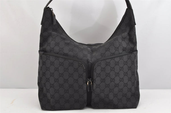 Authentic GUCCI Shoulder Hand Bag Purse GG Canvas Leather 0013380 Black 1389K