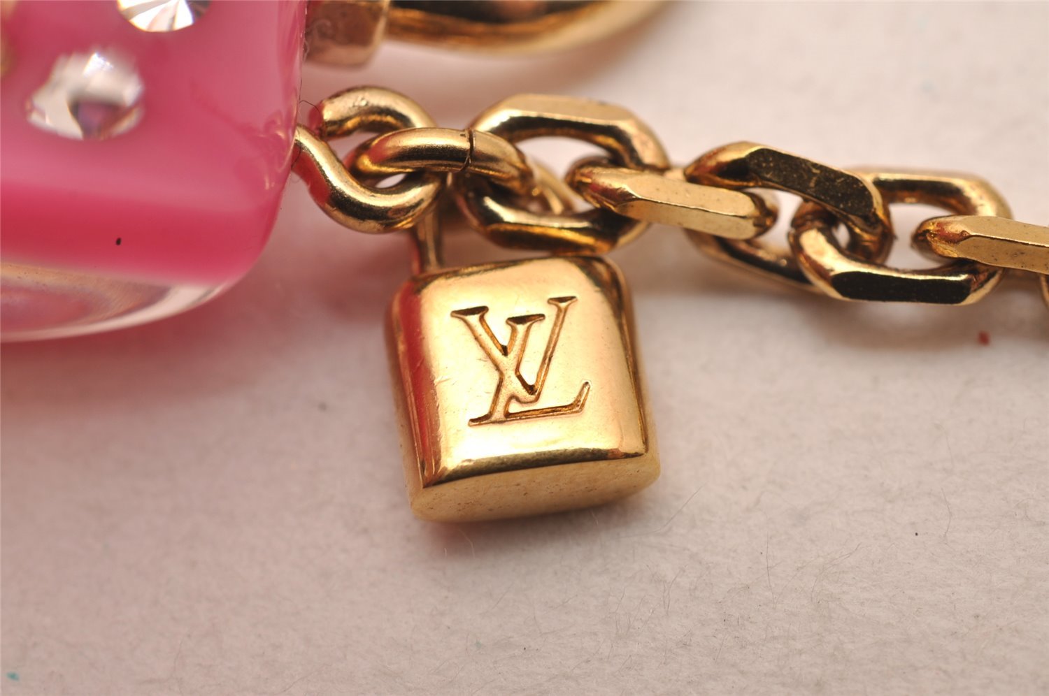 Authentic Louis Vuitton Porte Cles Speedy Unclusion Key Charm M65024 Pink 1390J