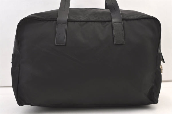 Authentic PRADA Vintage Nylon Leather Boston Hand Bag Black 1390K