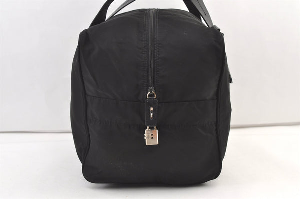 Authentic PRADA Vintage Nylon Leather Boston Hand Bag Black 1390K