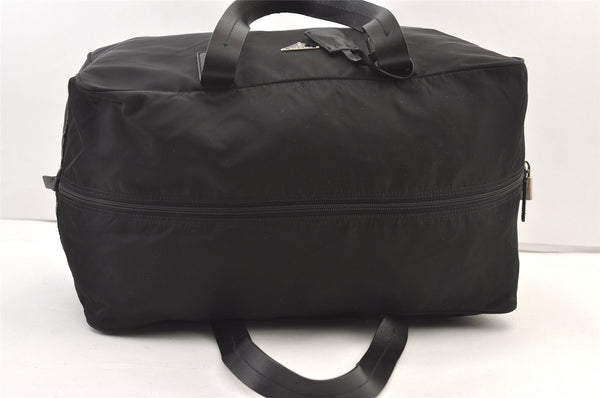 Authentic PRADA Vintage Nylon Leather Boston Hand Bag Black 1390K