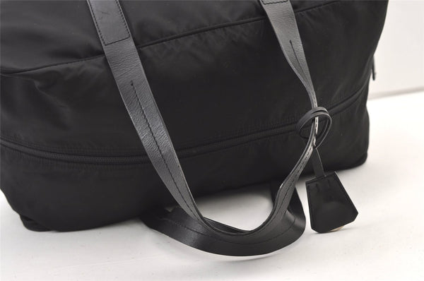 Authentic PRADA Vintage Nylon Leather Boston Hand Bag Black 1390K