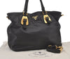 Authentic PRADA Vintage Leather 2Way Shoulder Tote Bag Black 1392J