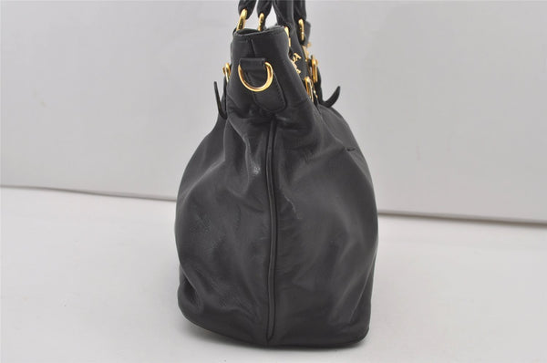 Authentic PRADA Vintage Leather 2Way Shoulder Tote Bag Black 1392J