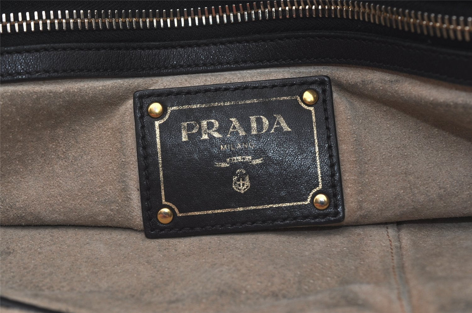 Authentic PRADA Vintage Leather 2Way Shoulder Tote Bag Black 1392J