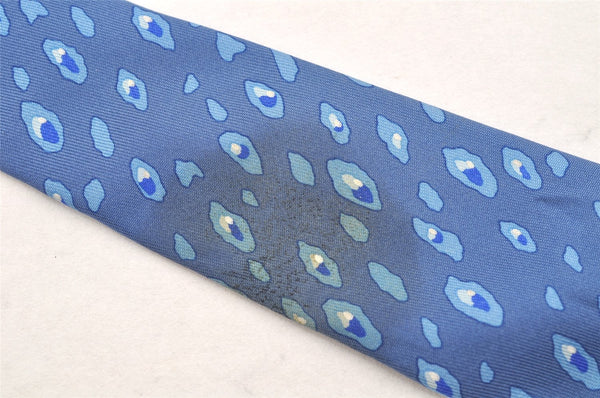 Authentic HERMES Vintage Tie Necktie Leopard Pattern Silk 7895MA Blue 1393I